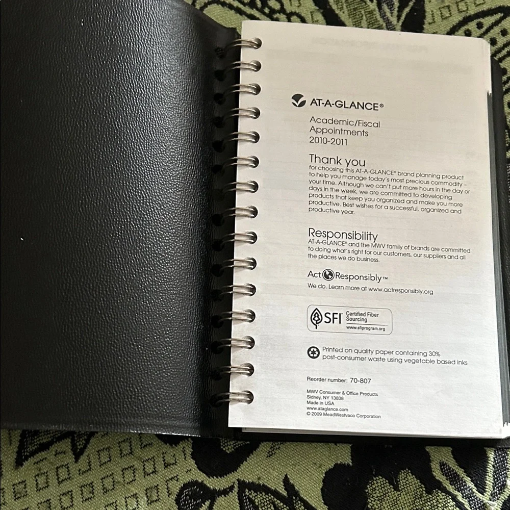 AT-A-GLANCE Black Planner 2010- 2011